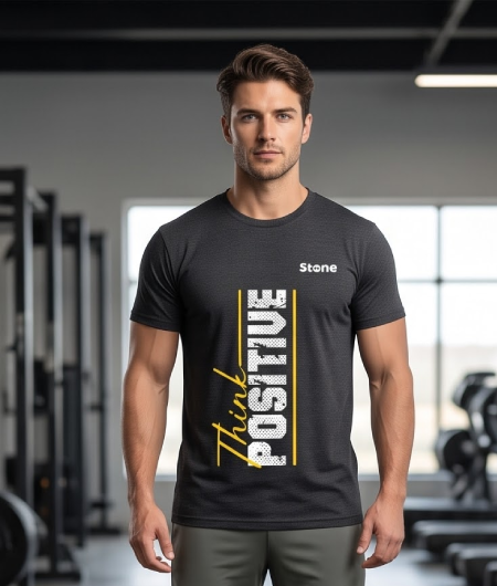 Cotton Round Neck T-Shirt | Think Positive